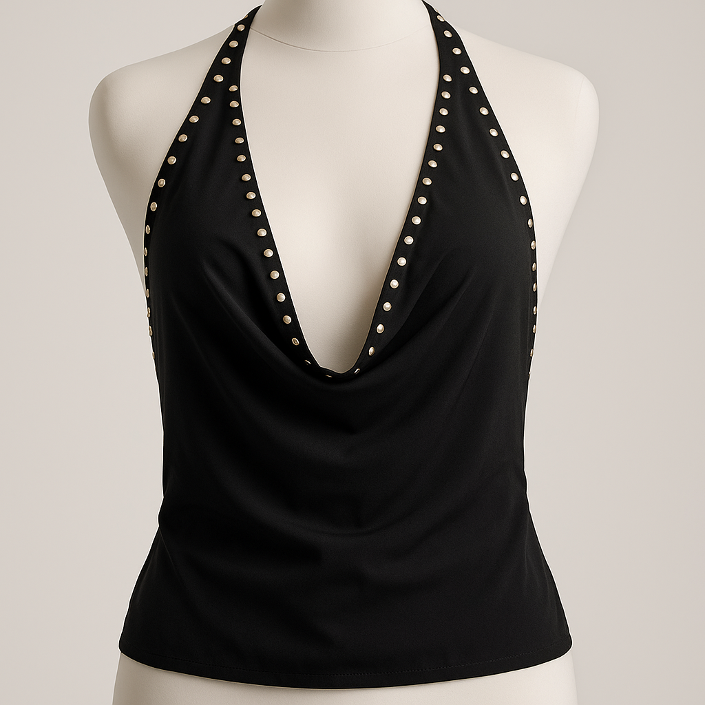 URBAN QUEEN BLACK COWL HALTERNECK TOP