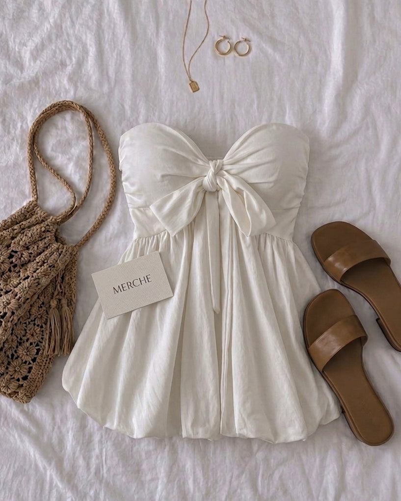 POSTCARD FROM PARIS PADDED BOW BANDEAU TOP