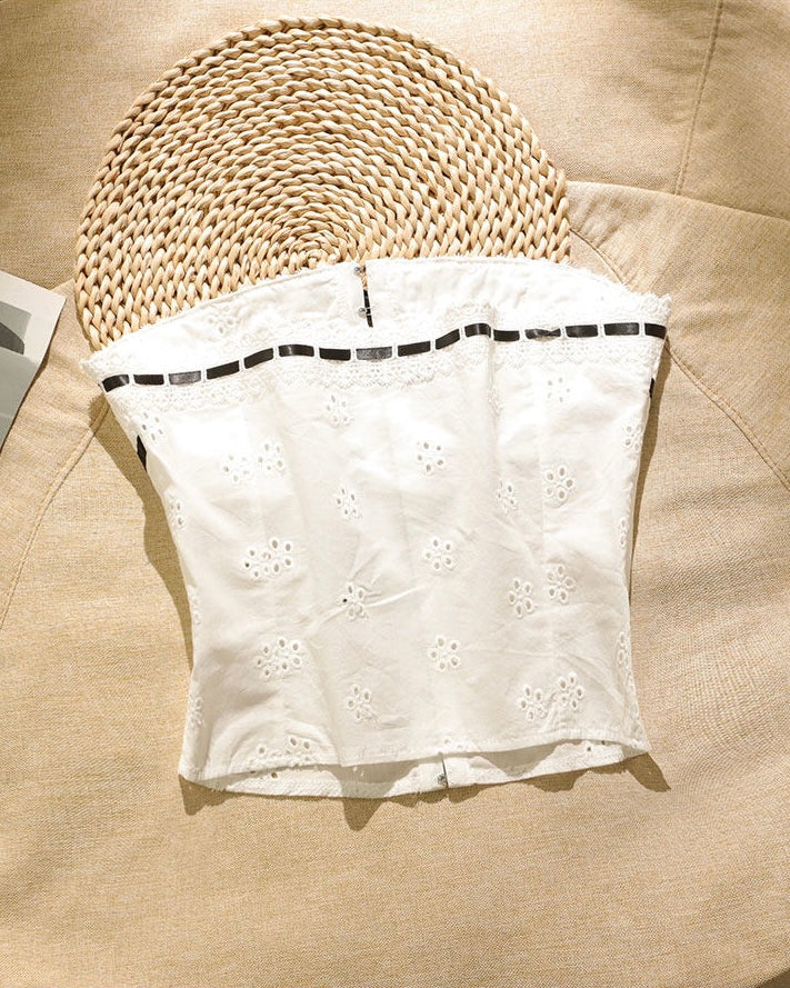 ANGEL WINGS WHITE BANDEAU TOP