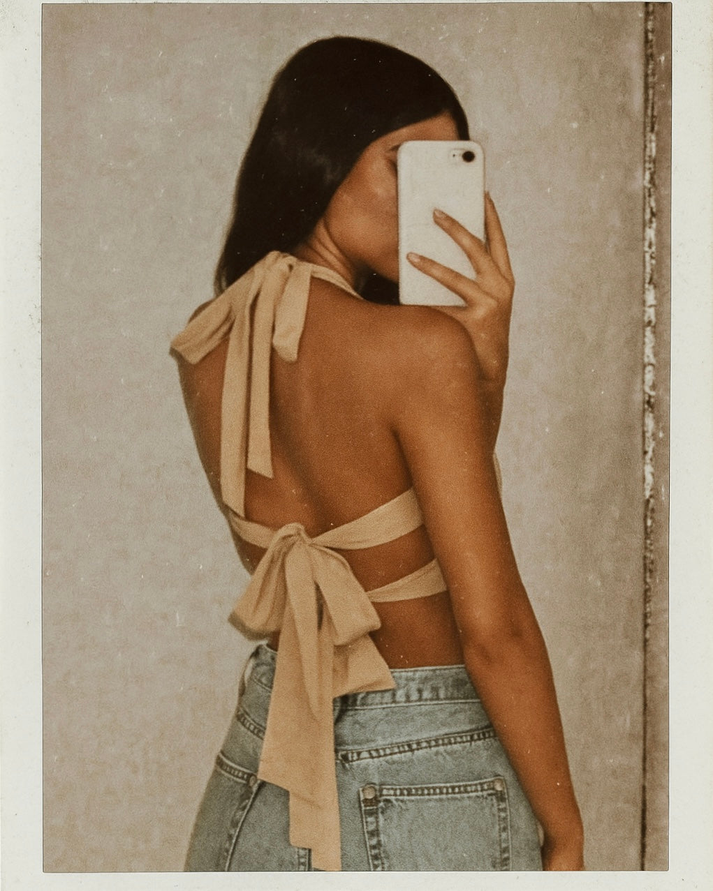 MOODY ANGEL SHIMMER TIE-BACK HALTERNECK TOP