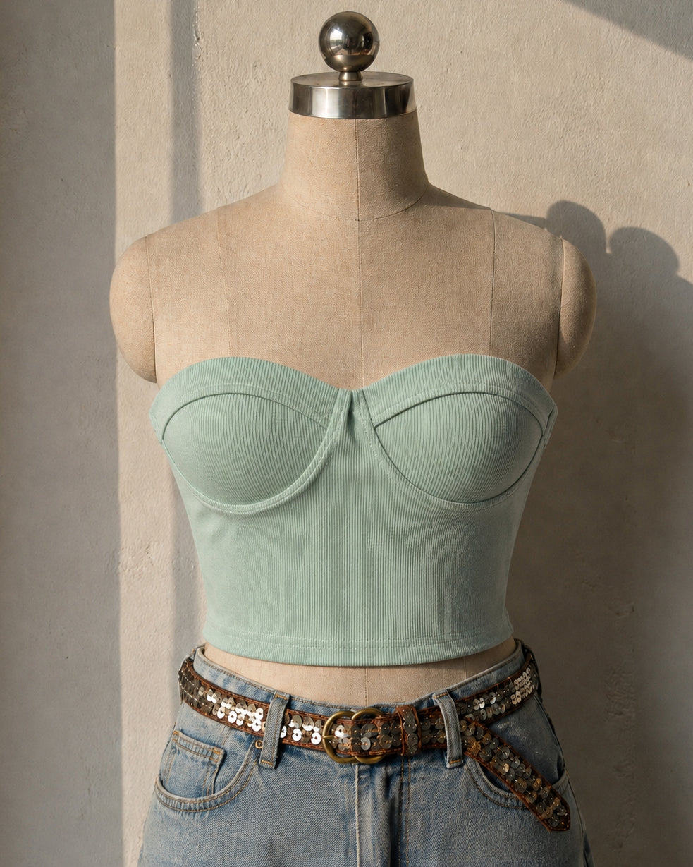 BITE ME THEN PADDED MINT GREEN BANDEAU TOP