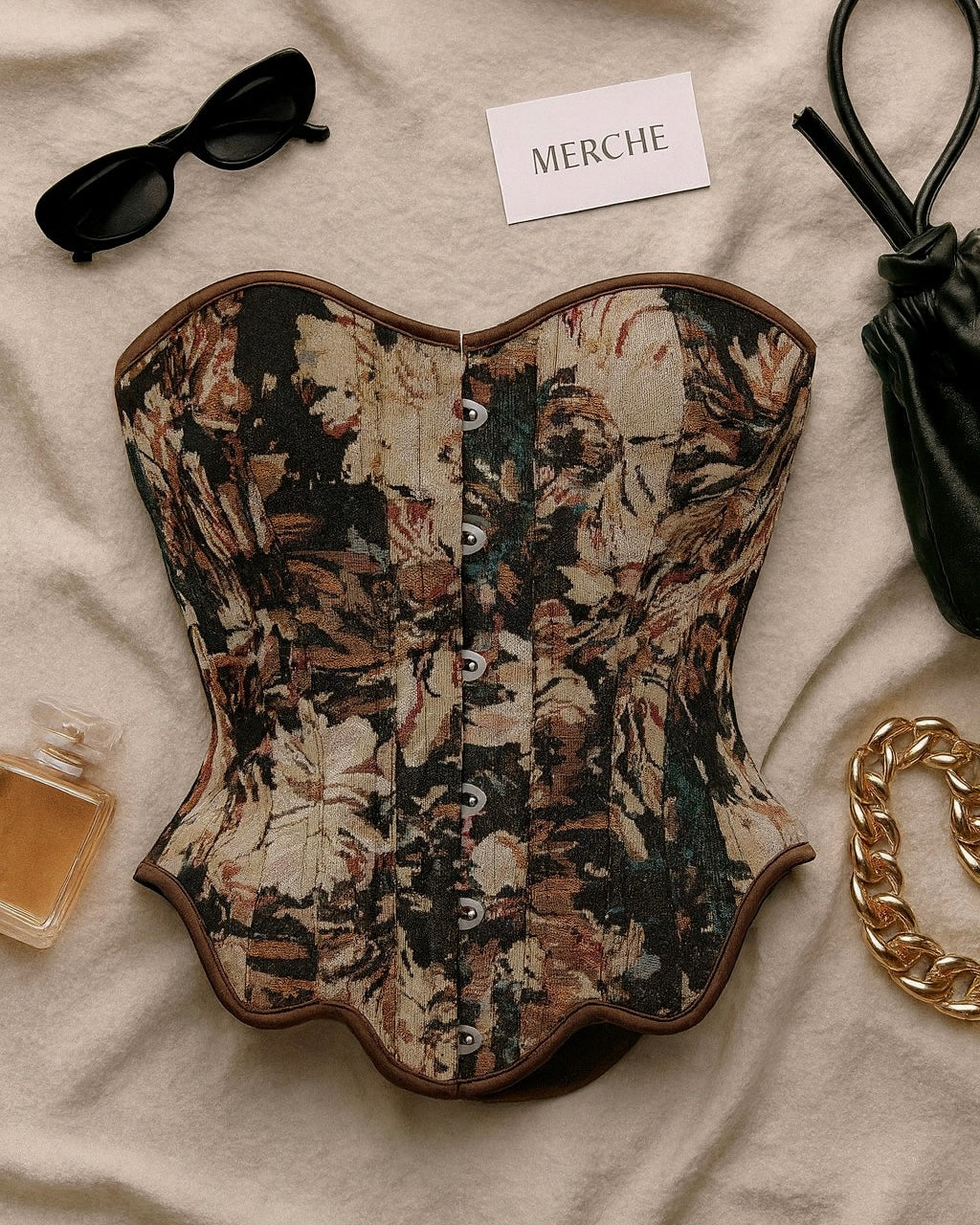 WRITTEN IN THE STARS BROWN JACQUARD CORSET