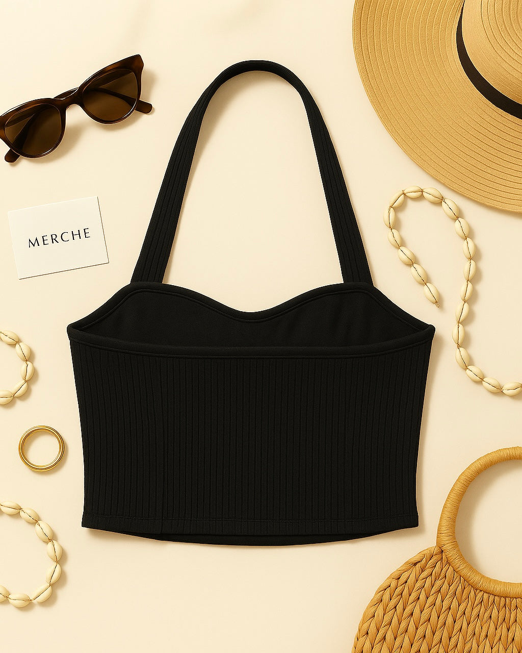 GODDESS ALERT PADDED BLACK HALTERNECK TOP