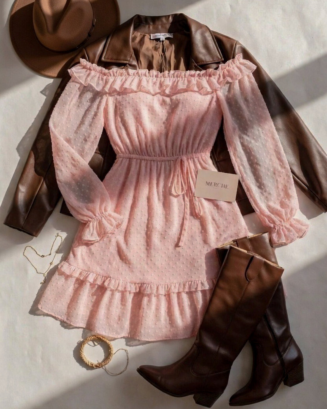 POPPING CHAMPAGNE PINK DRESS Merche - Fashion Store POPPING CHAMPAGNE PINK DRESS Merche - Fashion Store