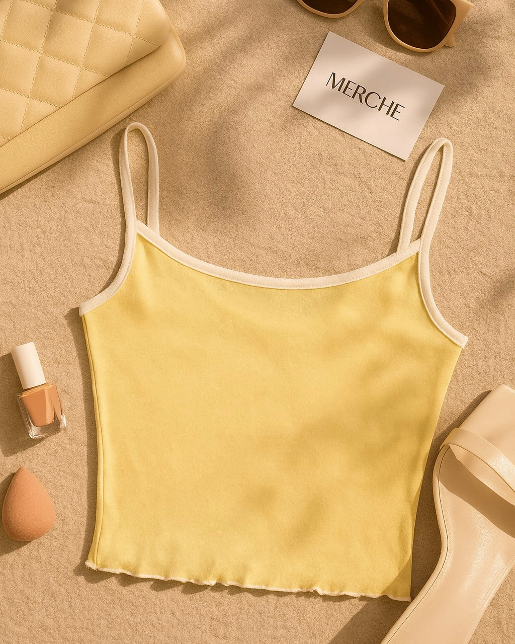 NEVER FRIENDS PADDED YELLOW CAMI TOP