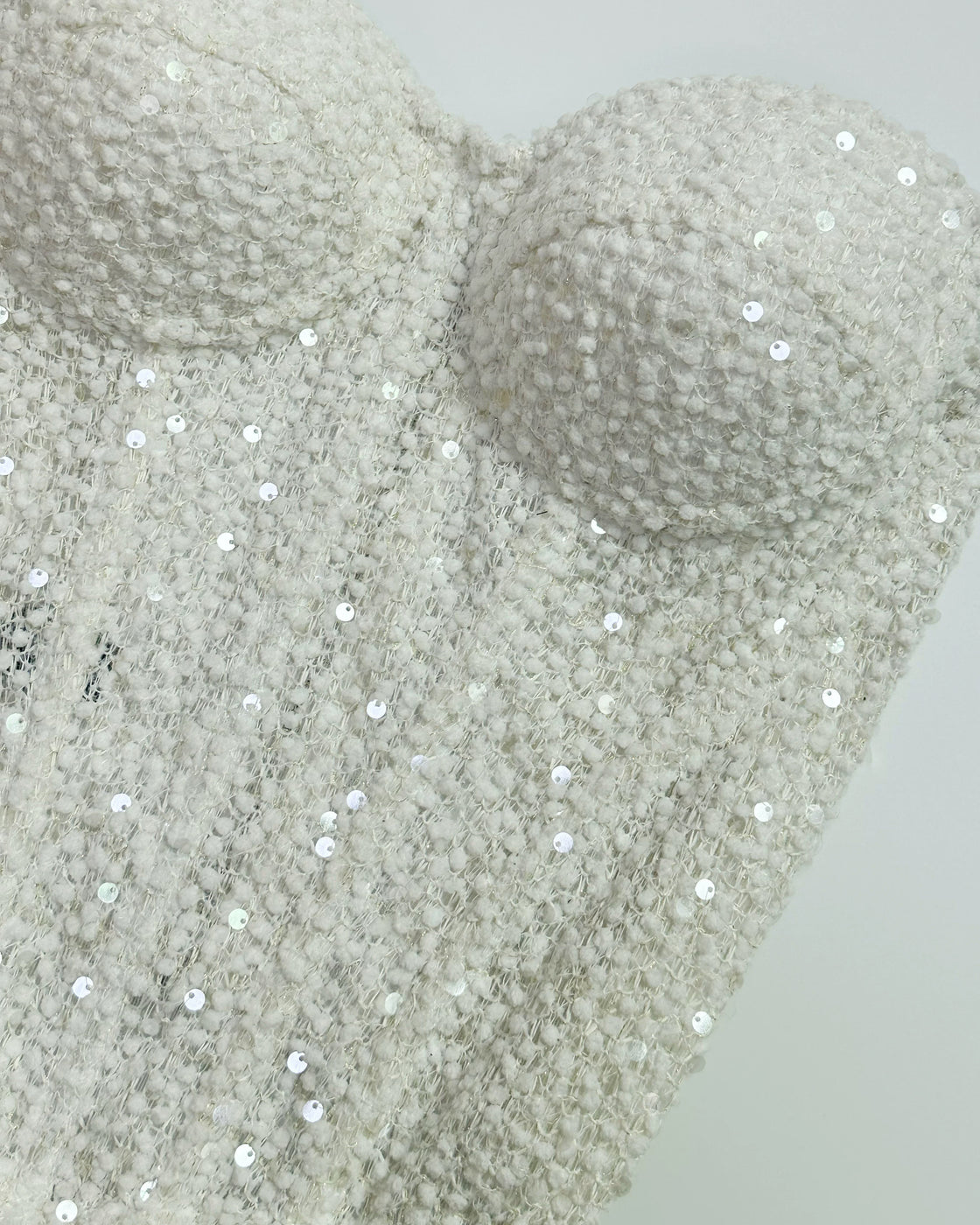 BLESS MY WARDROBE SEQUIN EMBELLISHED PADDED WHITE CORSET