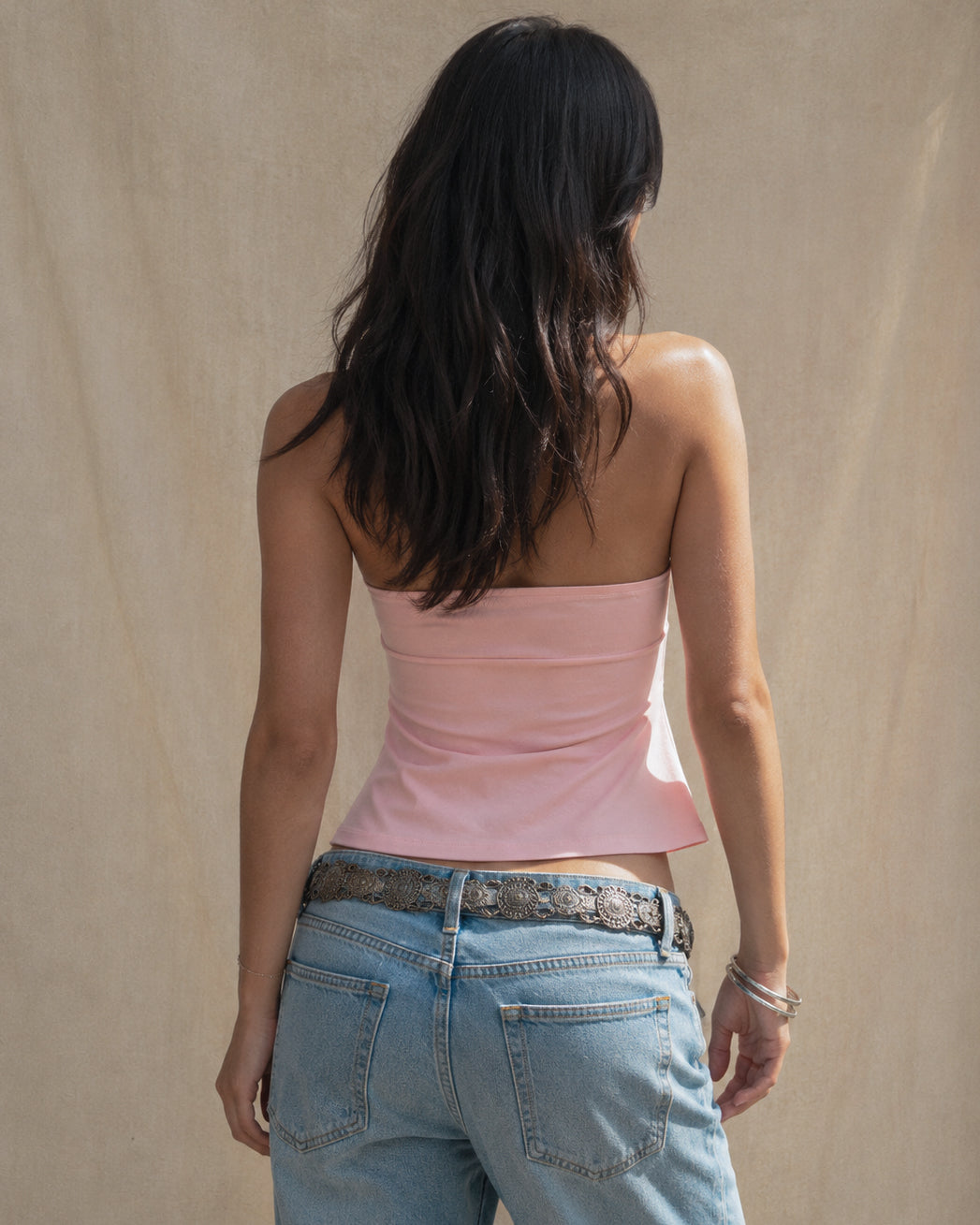 BEACH BABE TWISTED STRAPLESS SOFT PINK TUBE TOP