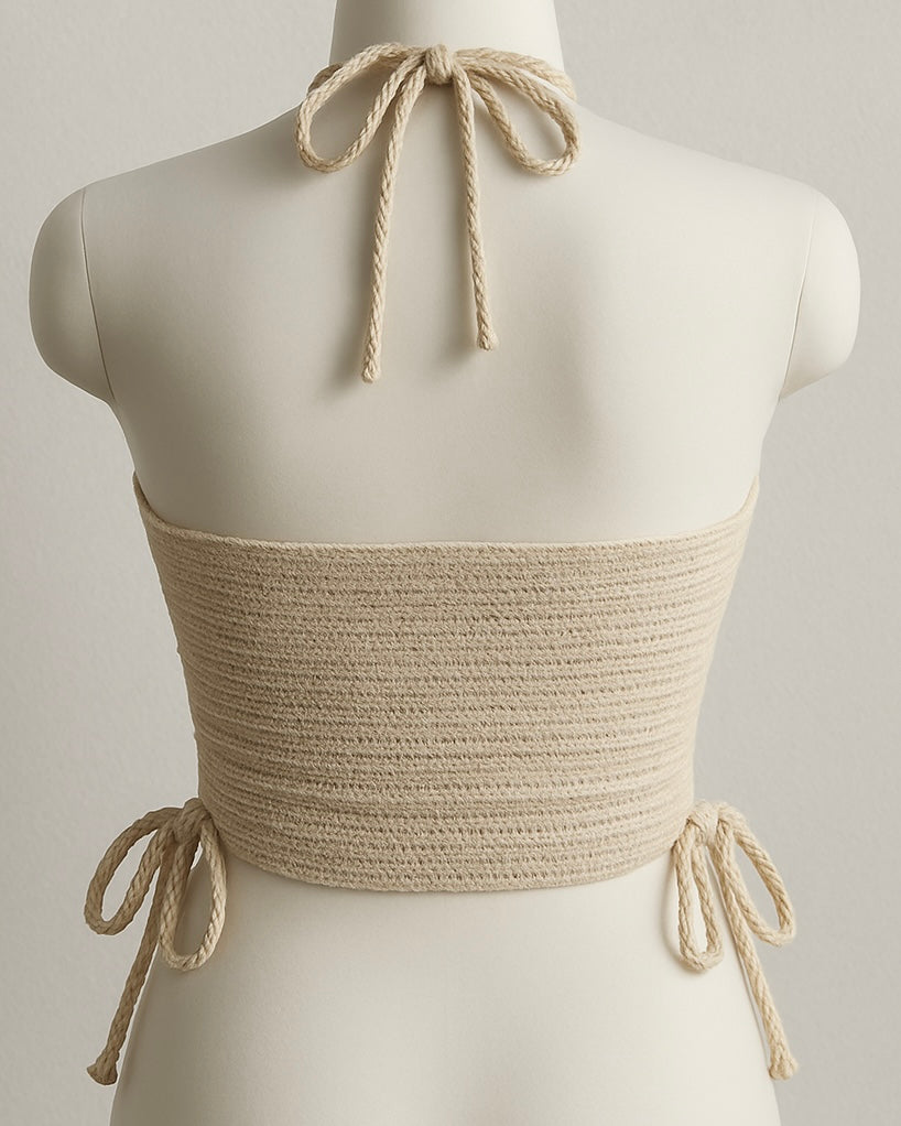 BRANDY FOR BREAKFAST KNITTED METAL HALTERNECK TOP