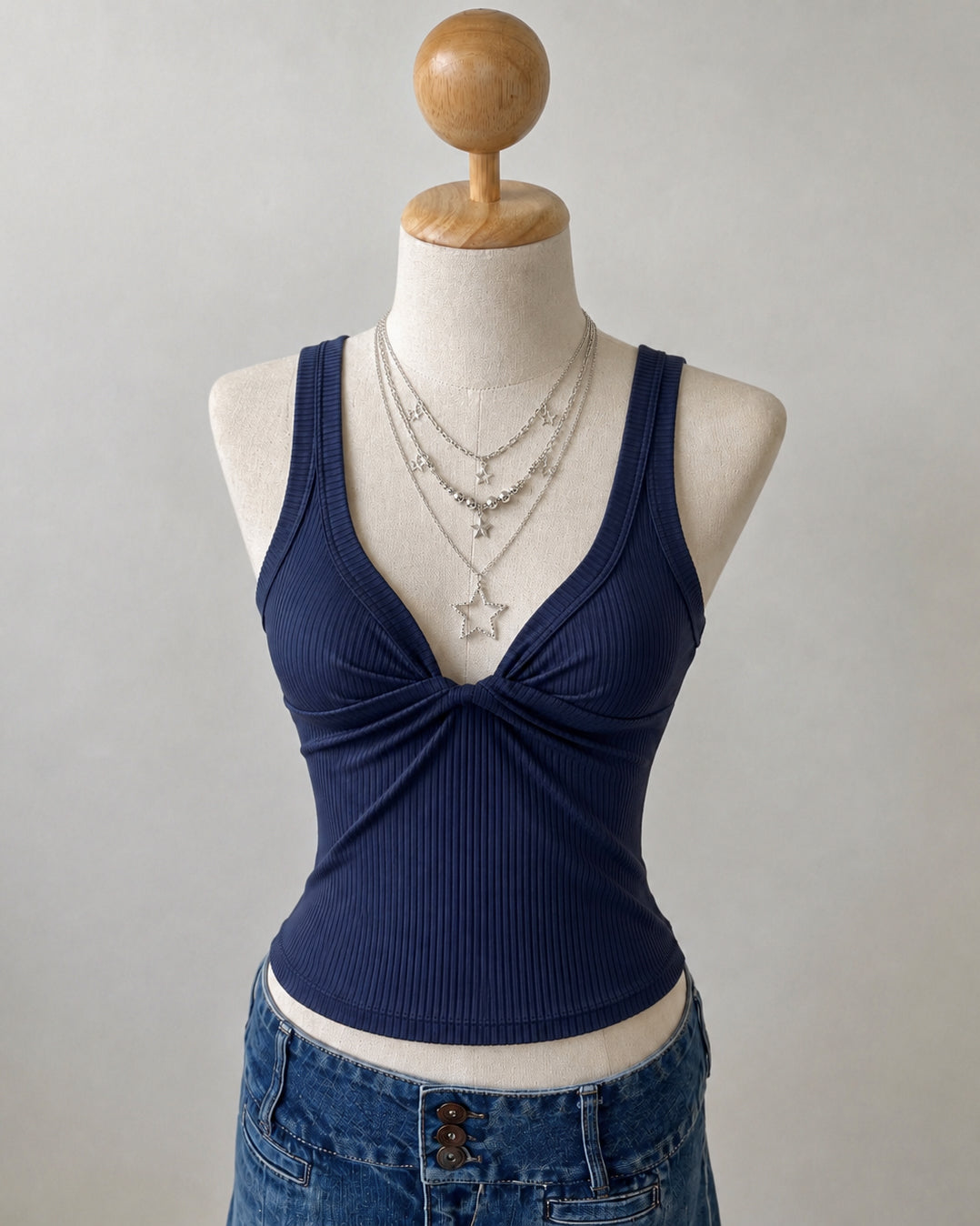 COSTLY HABIT RIBBED KNIT TWISTED TANK TOP