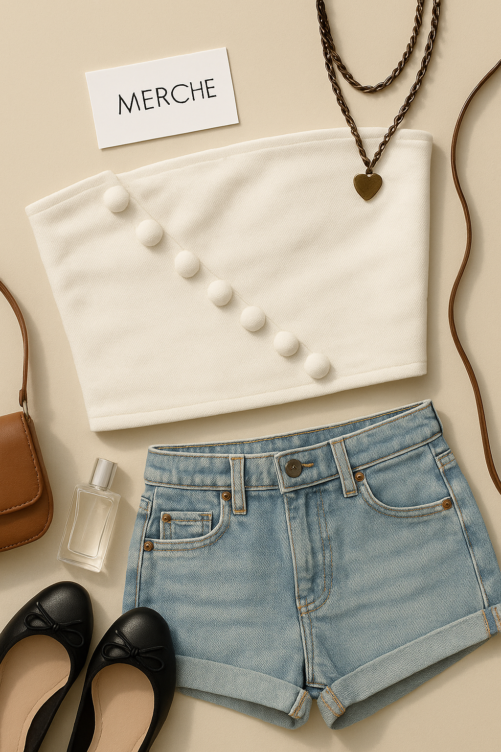 EVERYDAY HERO FAUX DENIM BANDEAU TOP