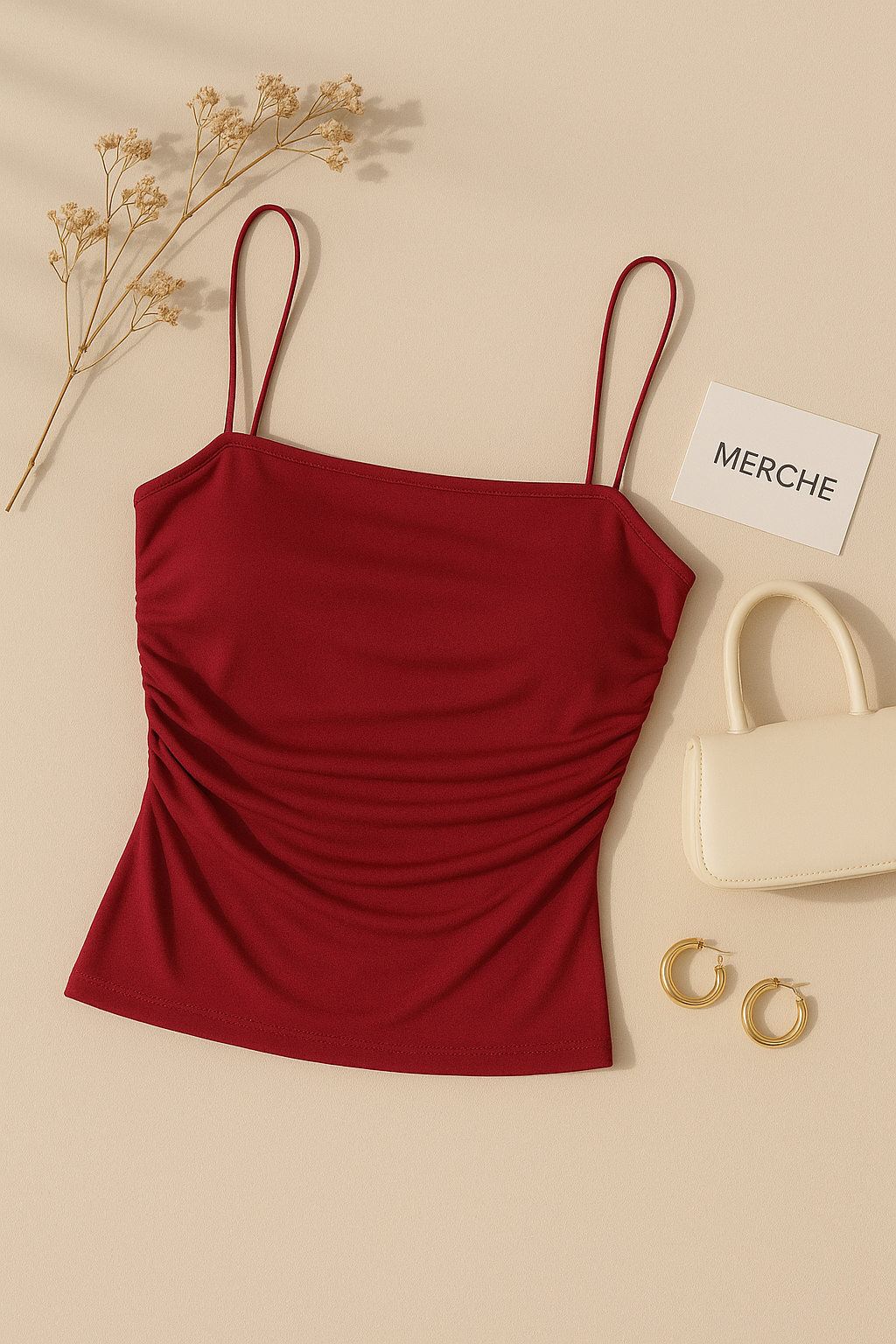 BLUSH FIRE PADDED RED CAMI TOP