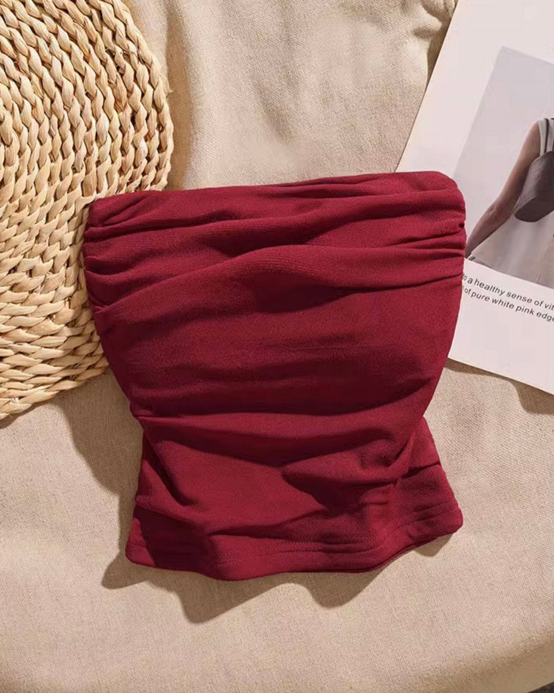 CONFESSIONS RED BANDEAU TOP