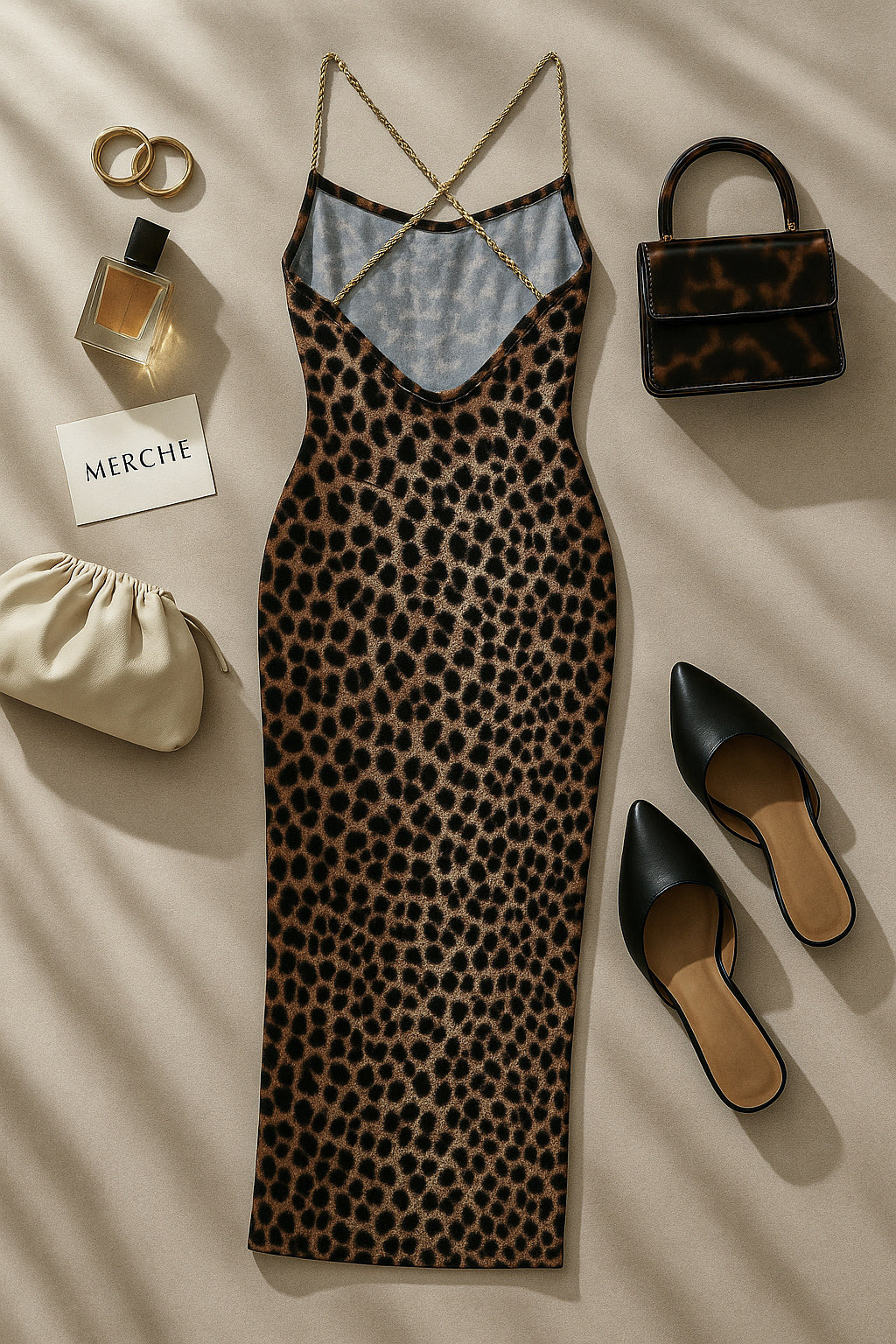 WILD INSTINCT SIDE SLIT CHAIN DETAIL MAXI DRESS