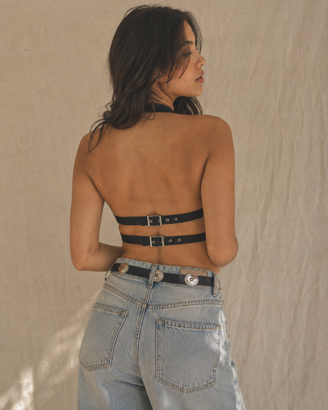 SPANISH COASTLINE BUCKLE BACK HALTERNECK TOP