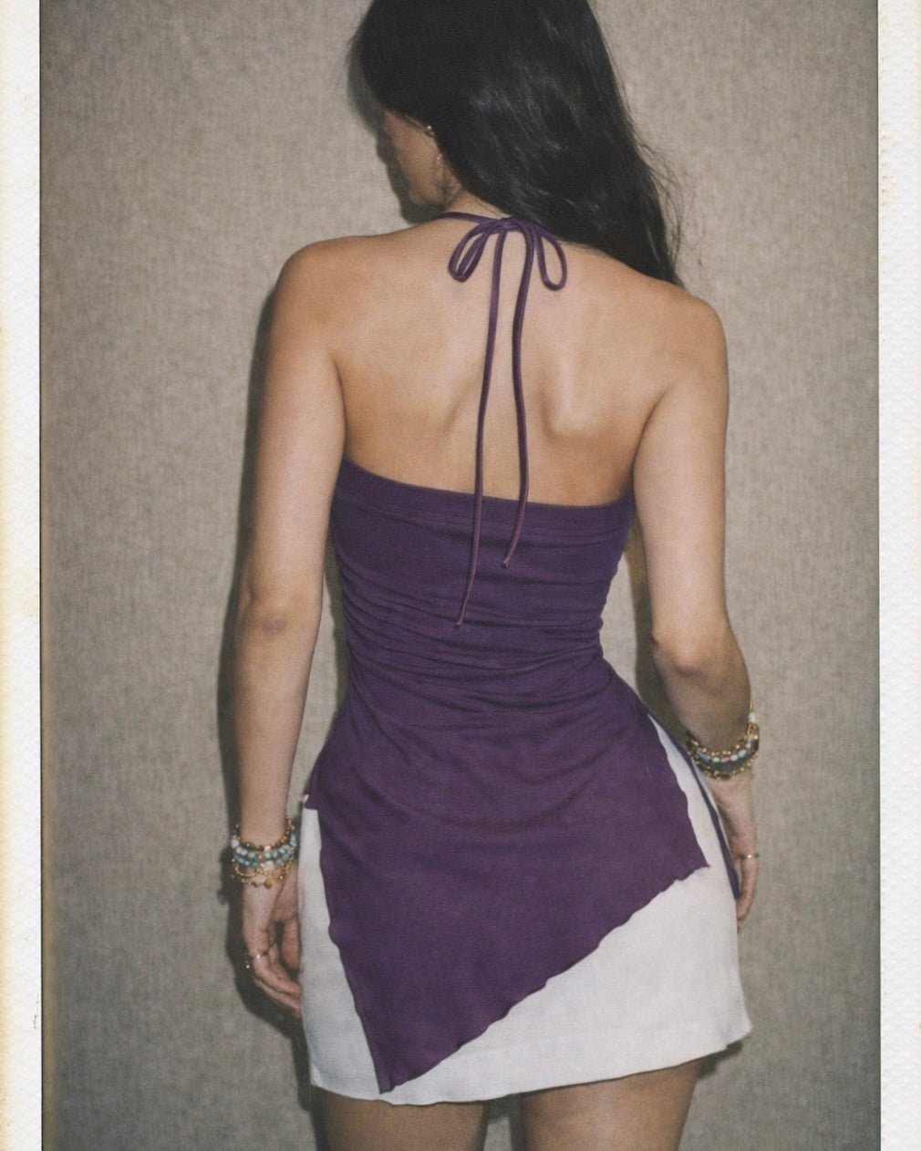 SERVING REVENGE PADDED ASYMMETRICAL BANDEAU TOP WITH ROSE CHOKER