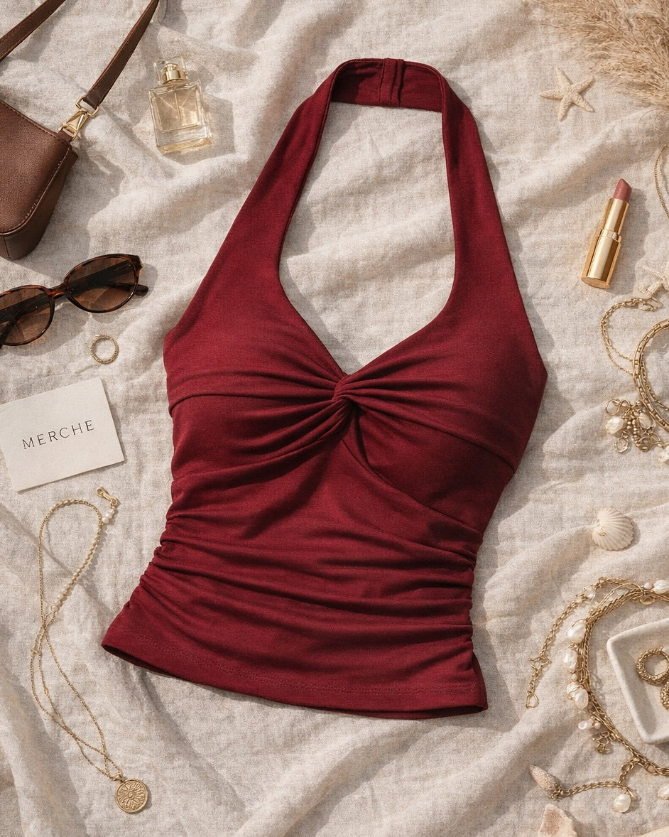 LOVE ACTUALLY TWISTED HALTERNECK TOP