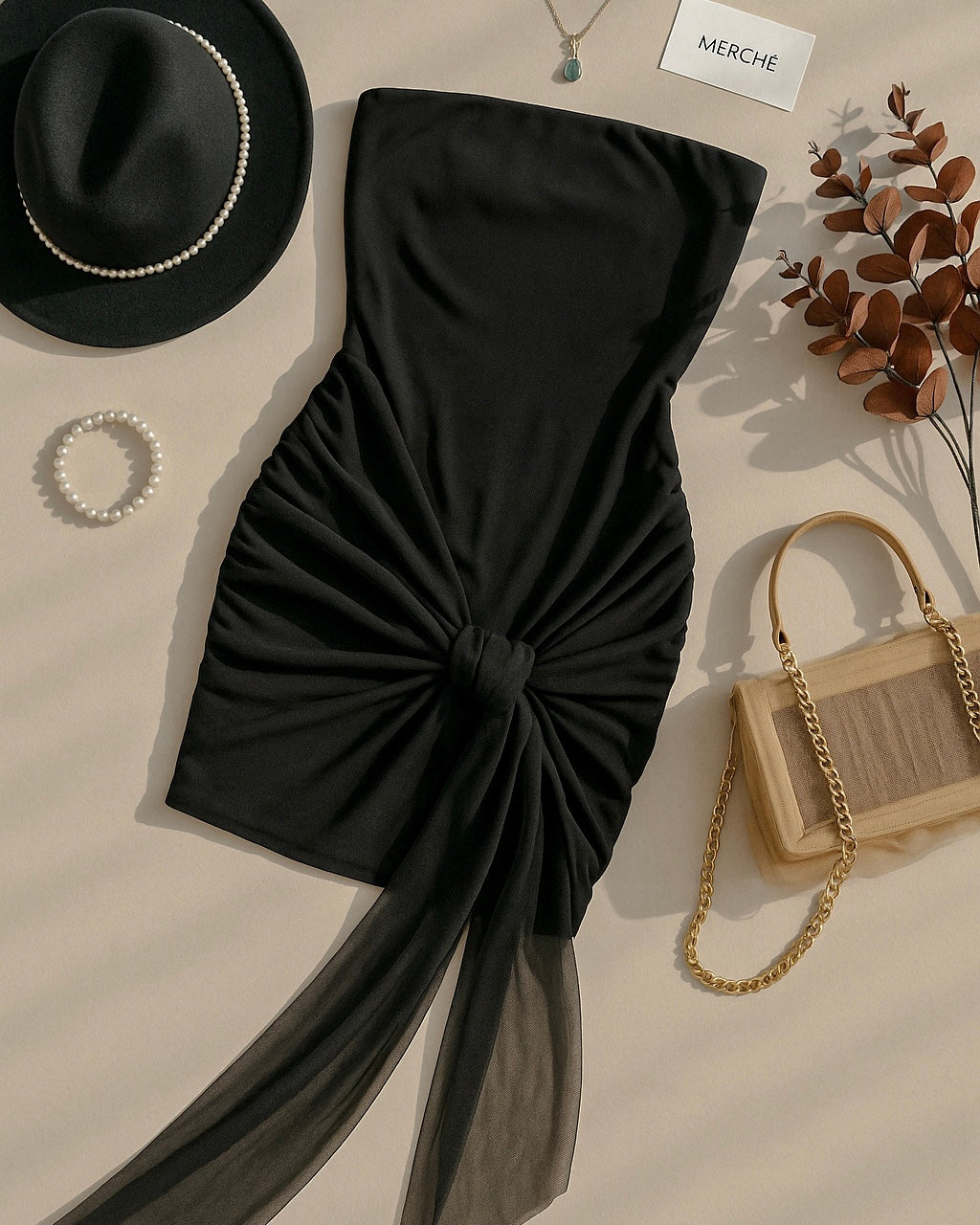 SIREN GIRL SASH DETAIL BLACK MINI DRESS