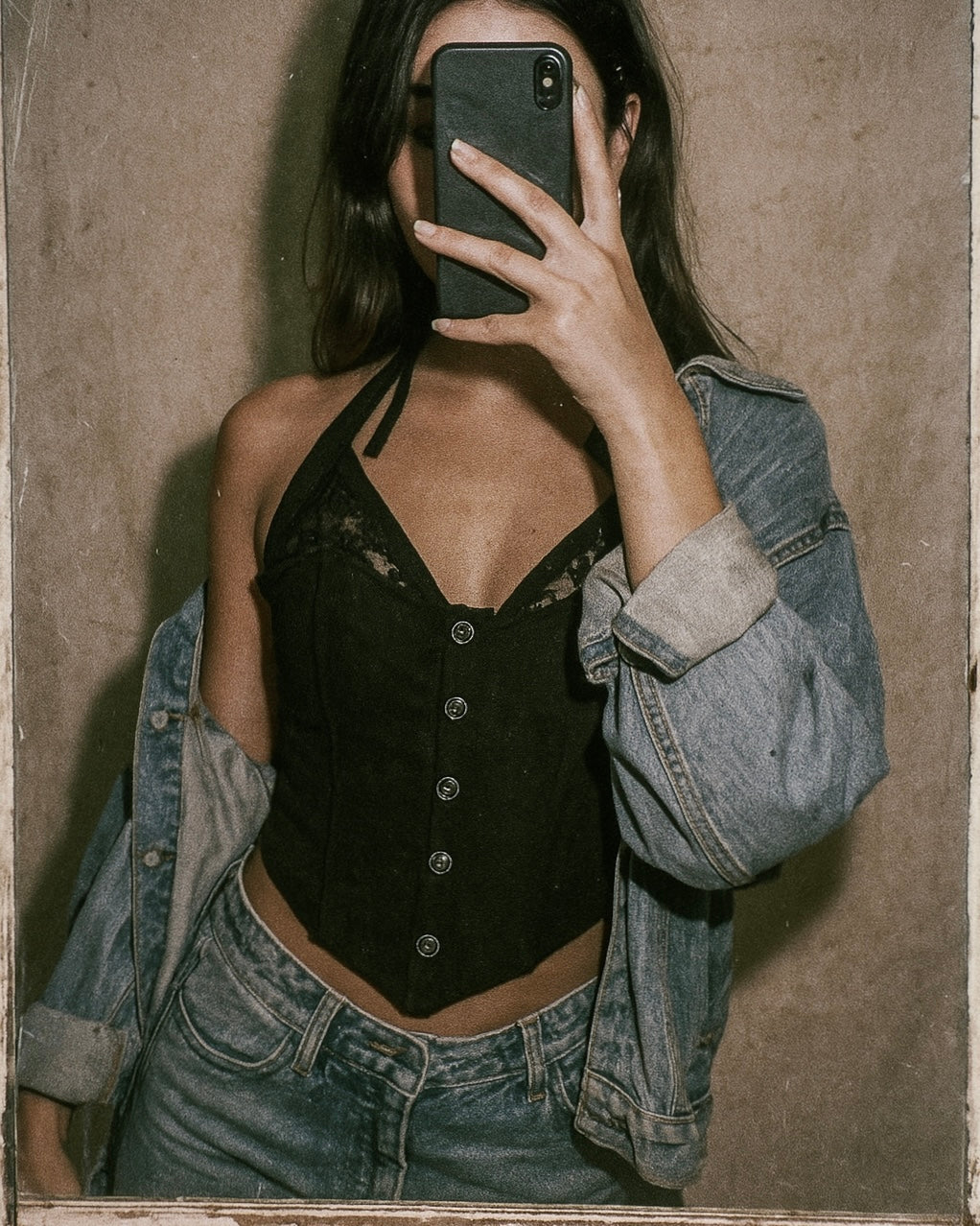 PROTEST WITH ME LUXE BLACK HALTERNECK TOP