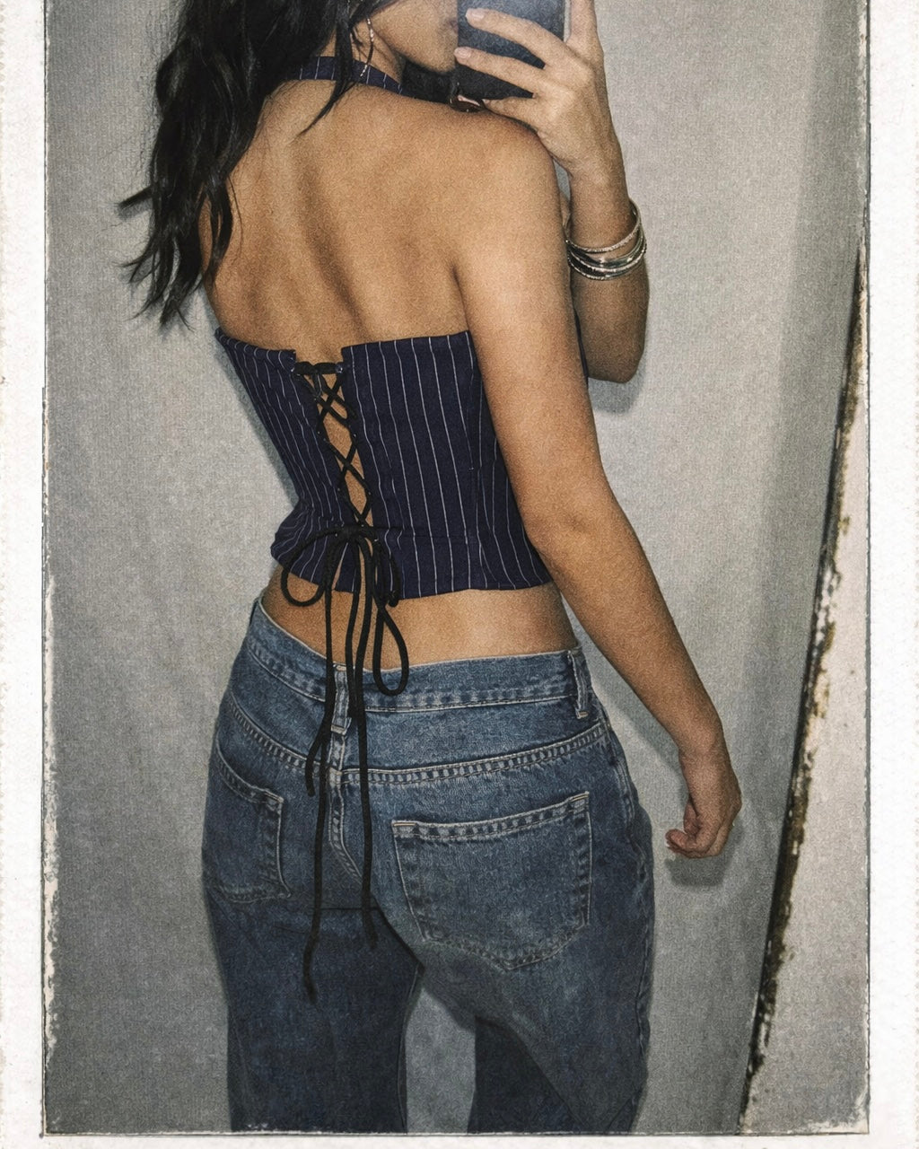 RUN THE WORLD LACE AND STRIPED CORSET WITH PENCIL SCARF