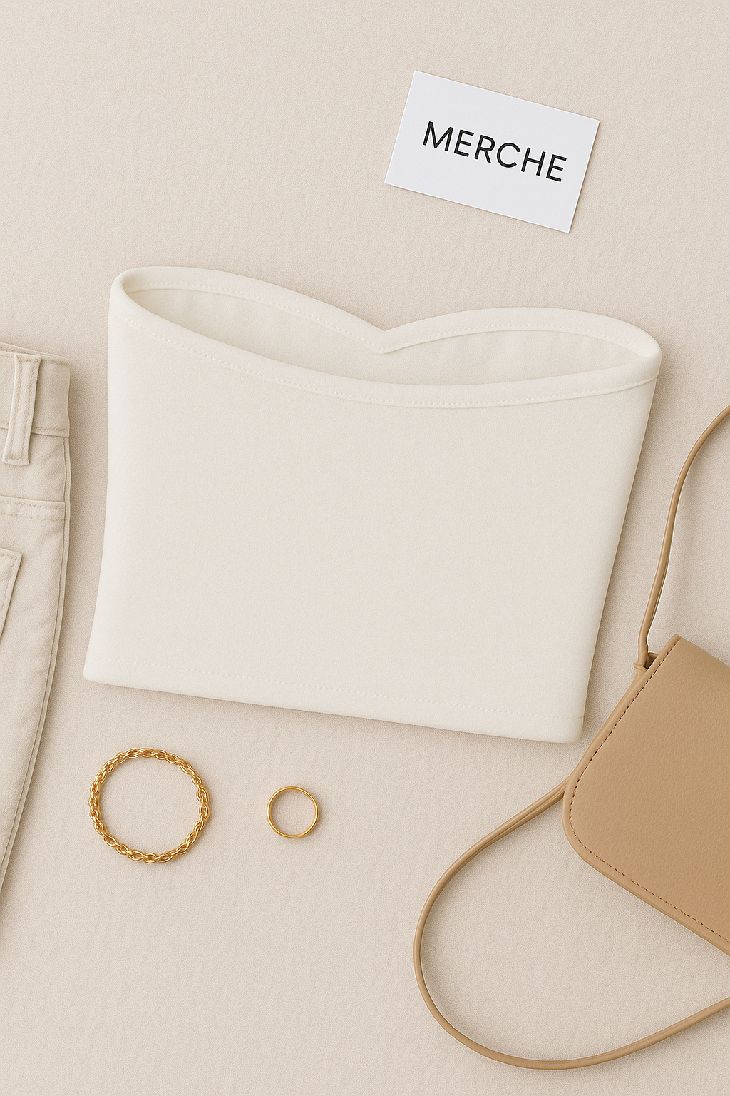 GOT ME STARTED PADDED WHITE LUXE BANDEAU TOP