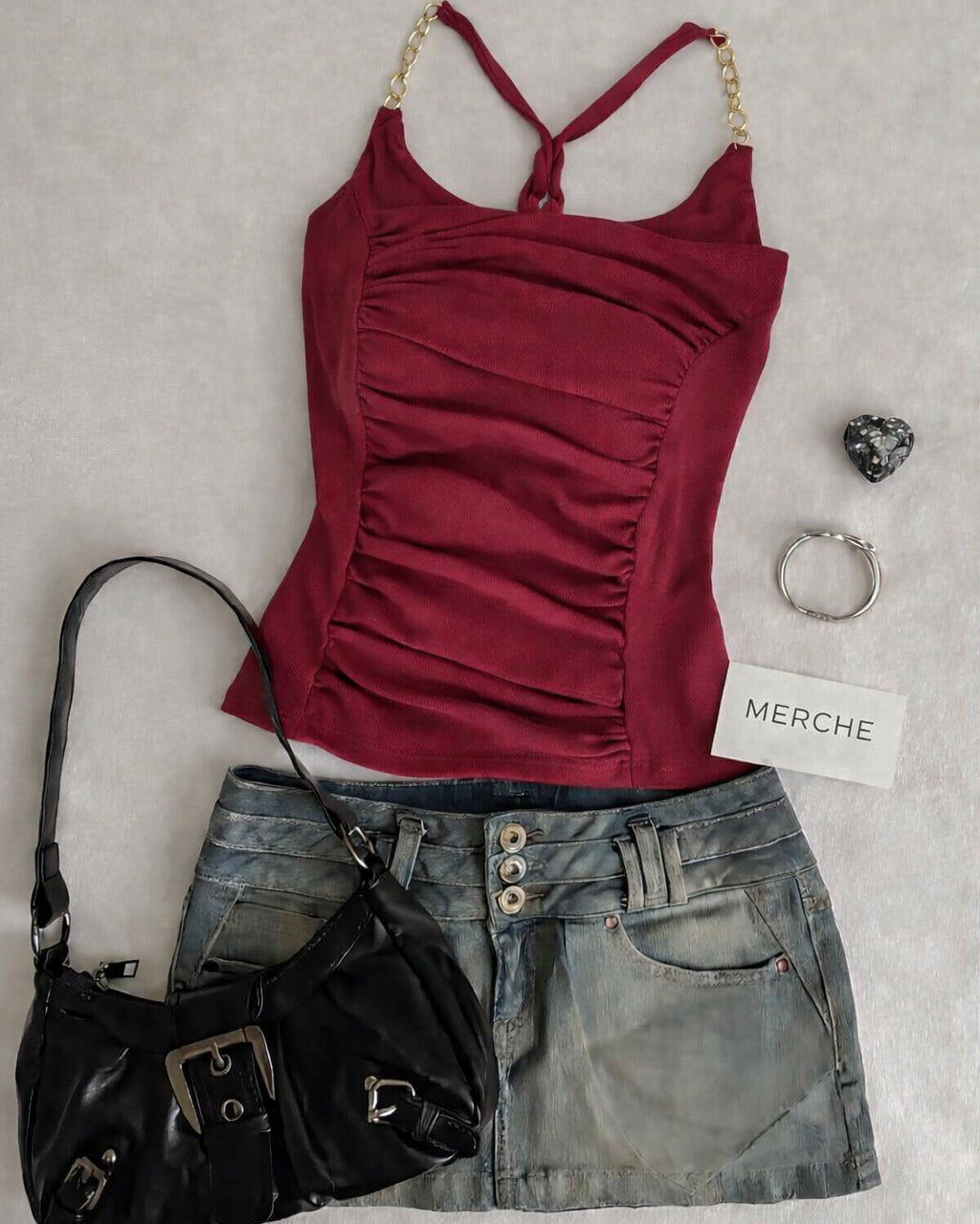 JUST POSING PADDED TWISTED BACK DEEP RED TOP