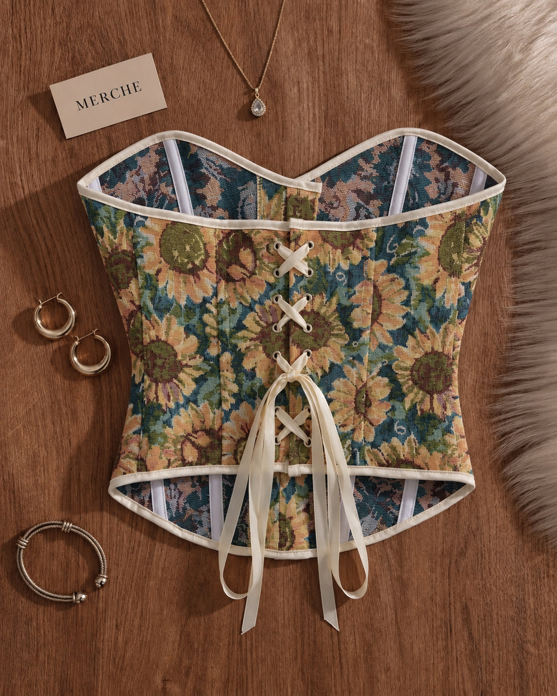 BLOOM AND BOUJEE FLORAL JACQUARD CORSET