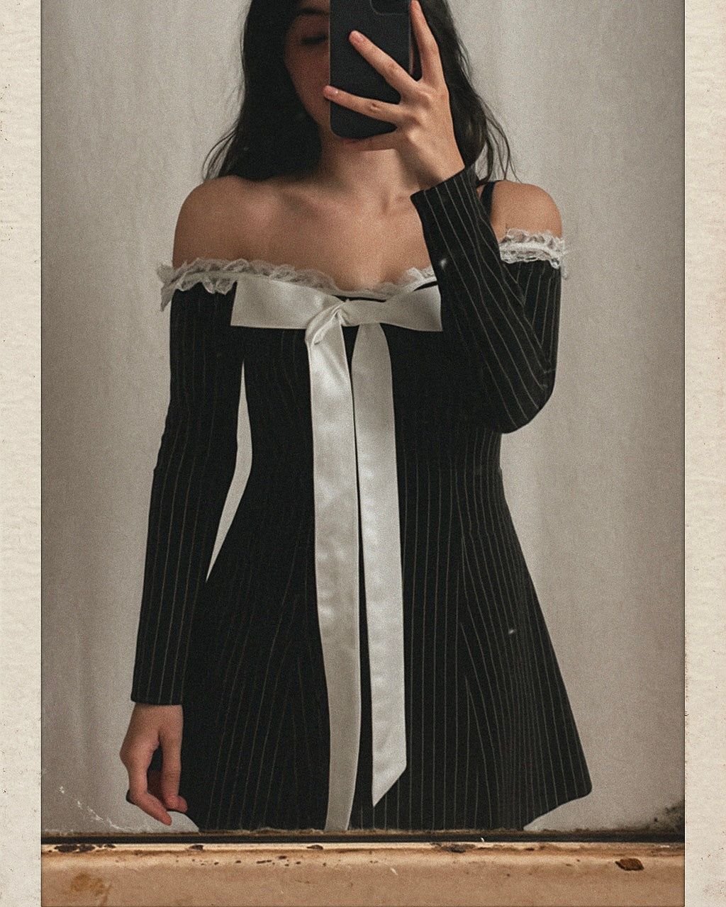 DECADE CLASSIC STRIPED BLACK LUXE DRESS