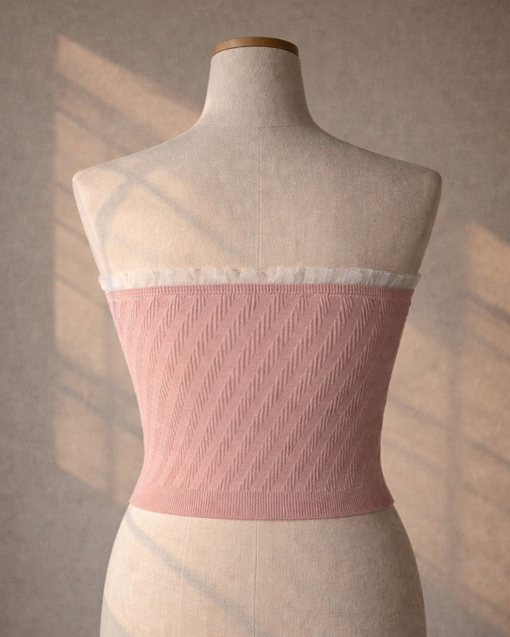 IN A DREAM MESH DETAIL PINK BANDEAU TOP