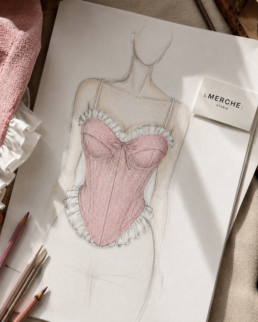 PRETTY WINS TWEED BLUSH BONING CORSET