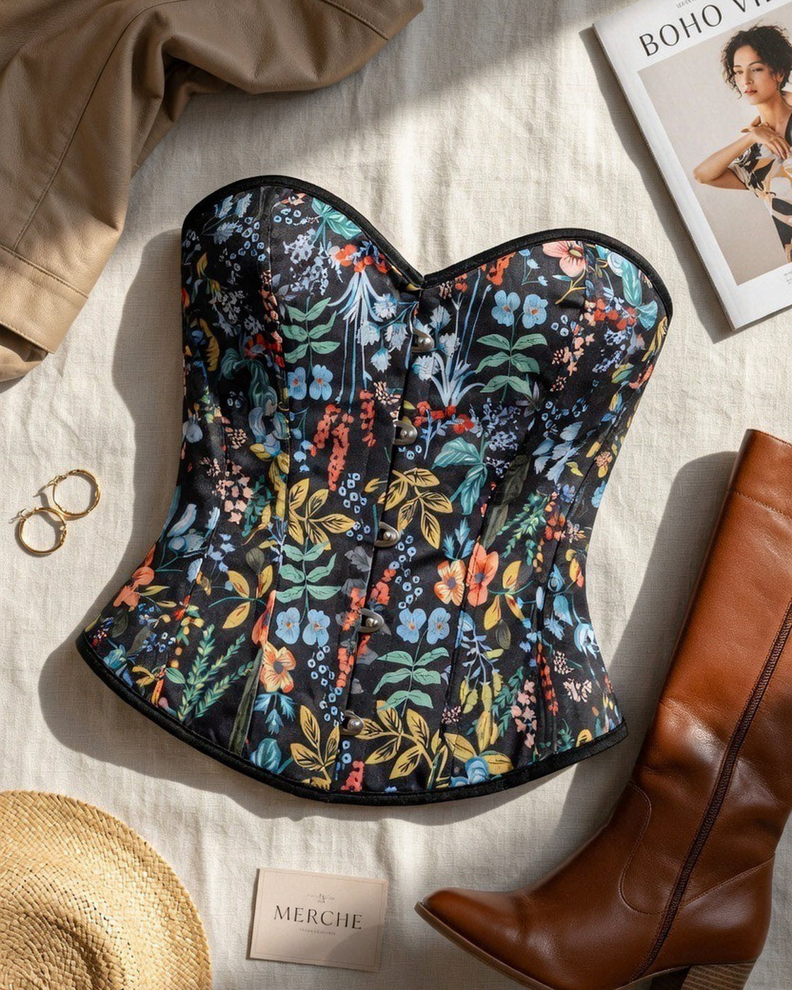 BE MINE BLACK FLORAL CORSET