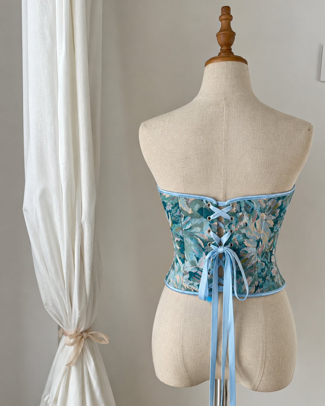 ITALIAN MOON BLUE JACQUARD CORSET