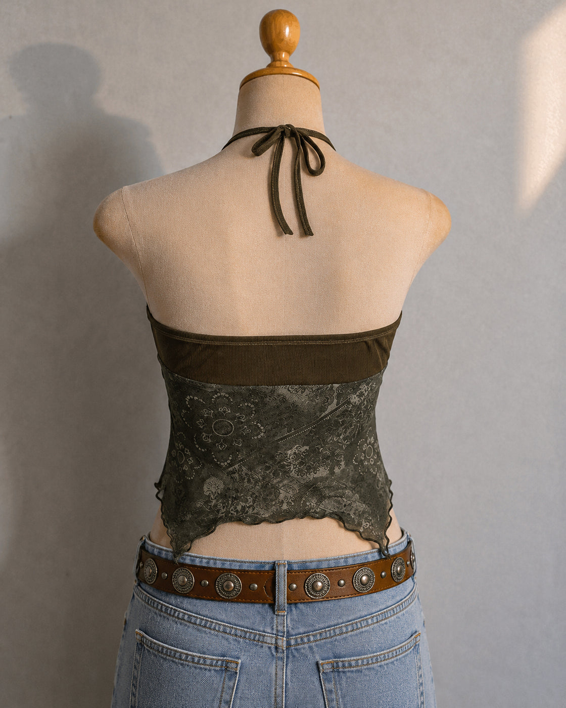 NOMAD DRIFT OLIVE HALTERNECK TOP