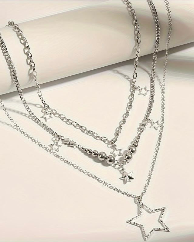 CONSTELLATION SILVER LAYERED NECKLACE