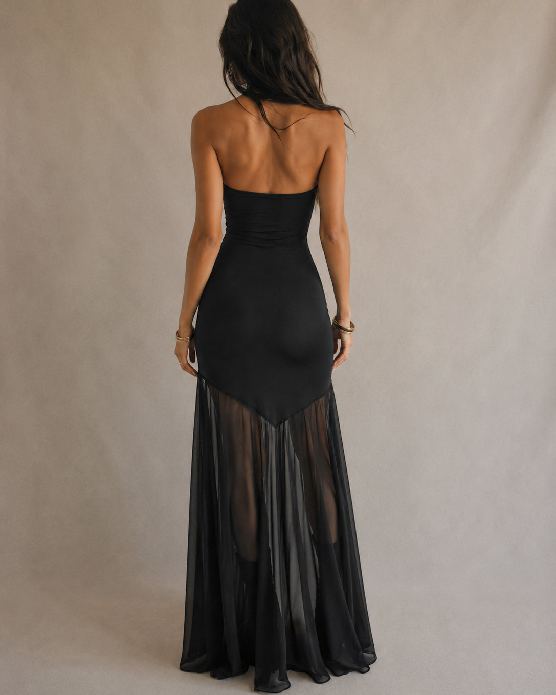 SIERRA NIGHTS TWISTED KNOT SHEER DETAIL MAXI DRESS