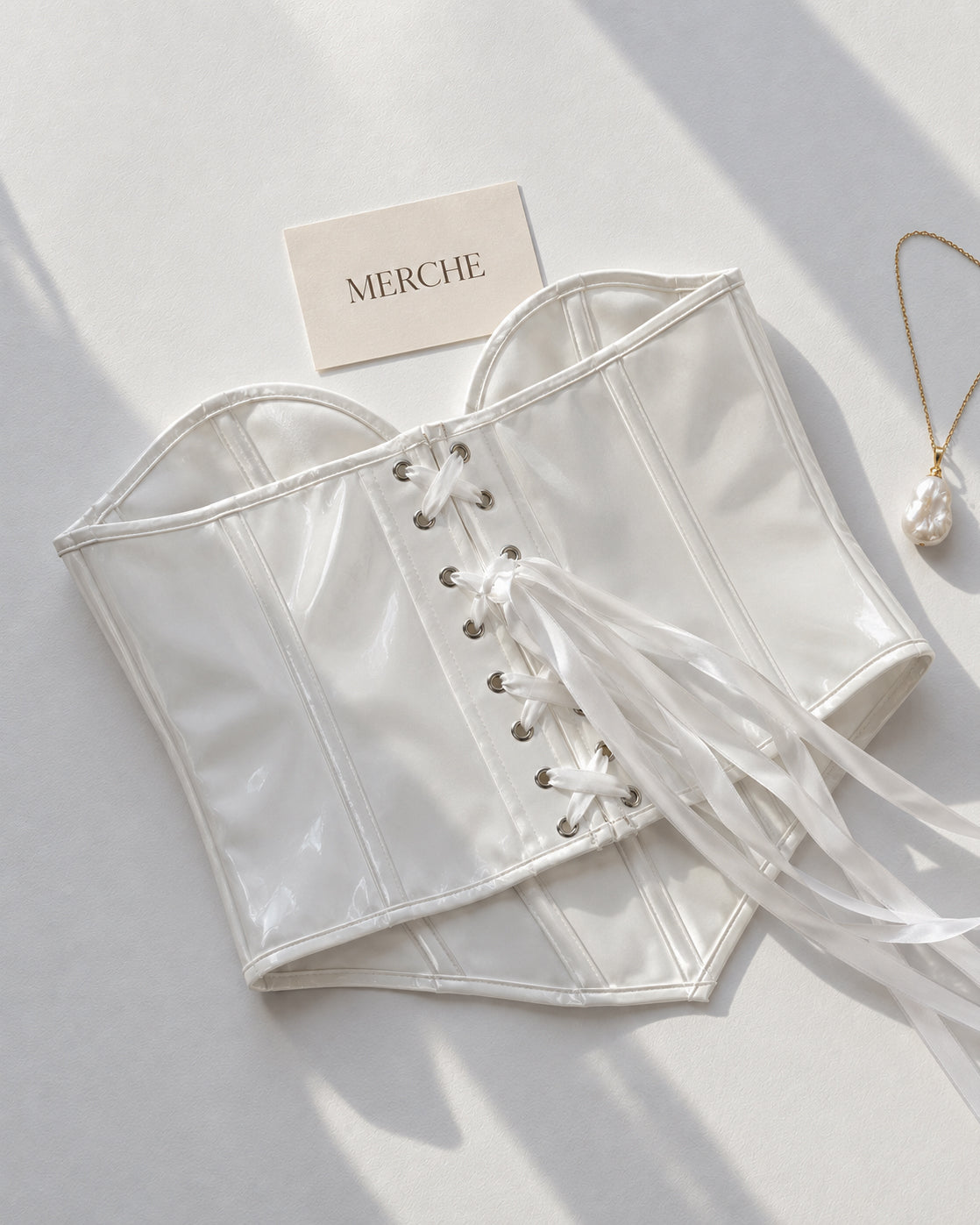 ROMAN EMPIRE FAUX LEATHER WHITE CORSET