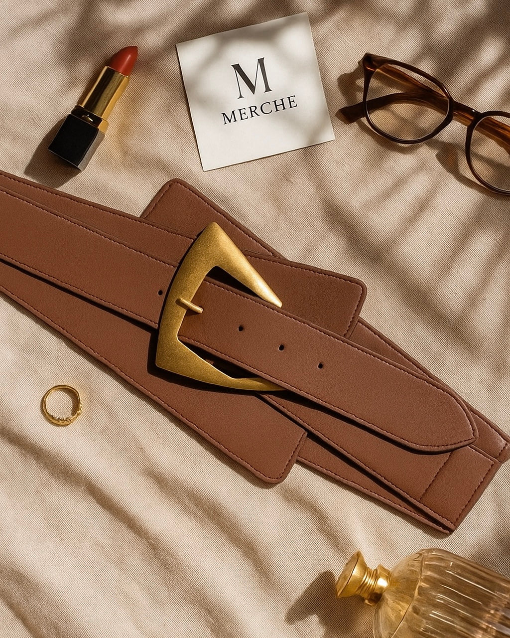 HOT TOPIC BROWN WIDE WAIST BELT