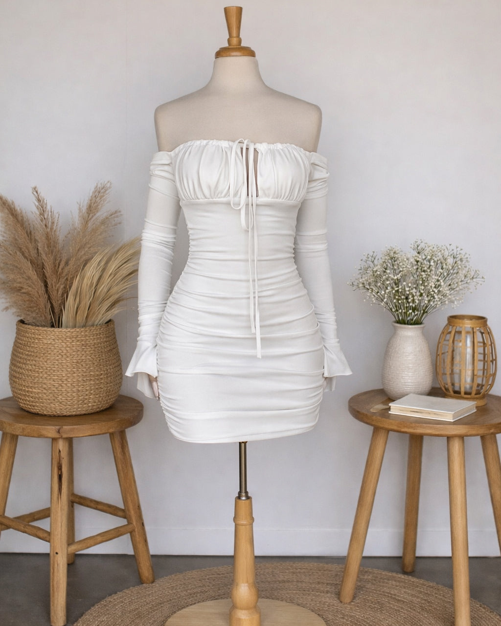 COSTA RICA BEAUT WHITE OFF-SHOULDER DRESS