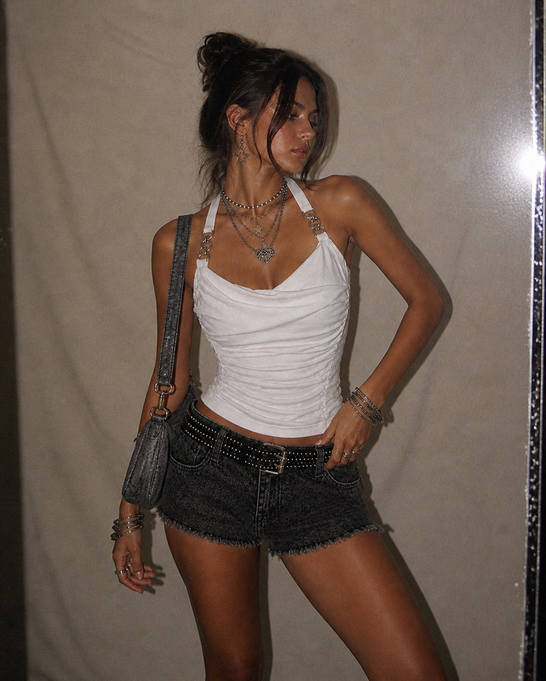 JUST POSING PADDED TWISTED WHITE TOP