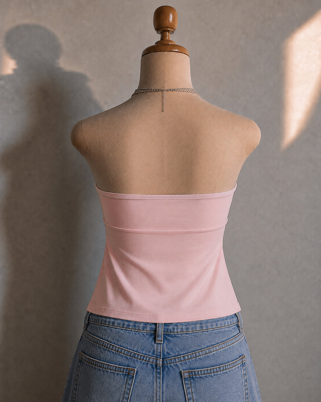 BEACH BABE TWISTED STRAPLESS SOFT PINK TUBE TOP
