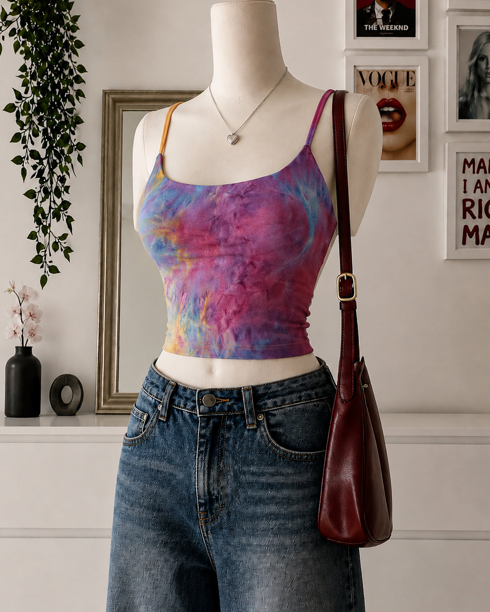 SUNSET SORBET TIE-DYE PADDED CROSSBACK TOP