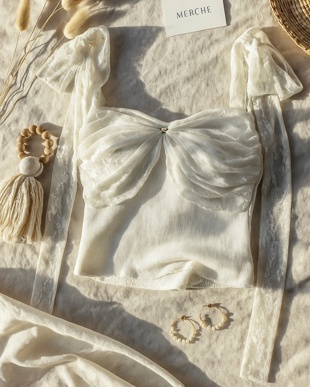 WITH LOVE AND KISSES BOW-TIE LACE TOP