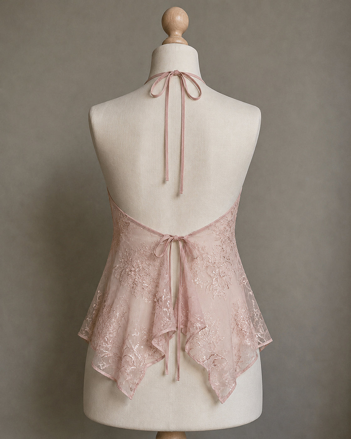 CROWN HER ALREADY EMBROIDERED HANDKERCHIEF HALTERNECK TOP