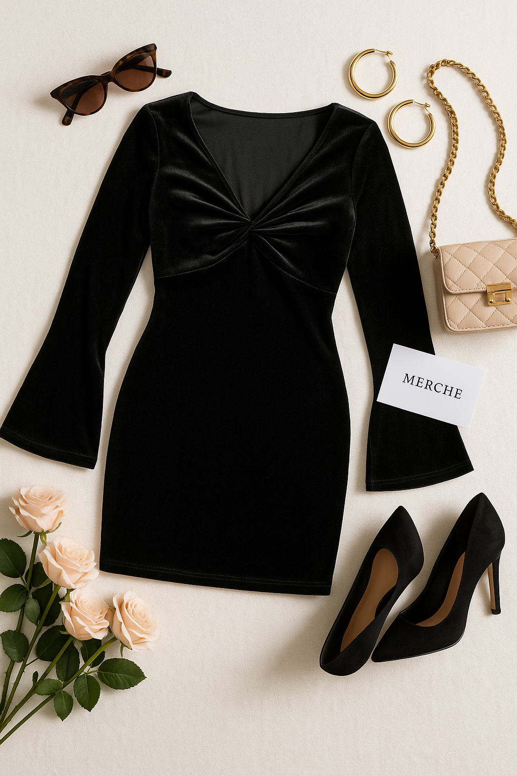 POST MIDNIGHT VELOUR BLACK DRESS