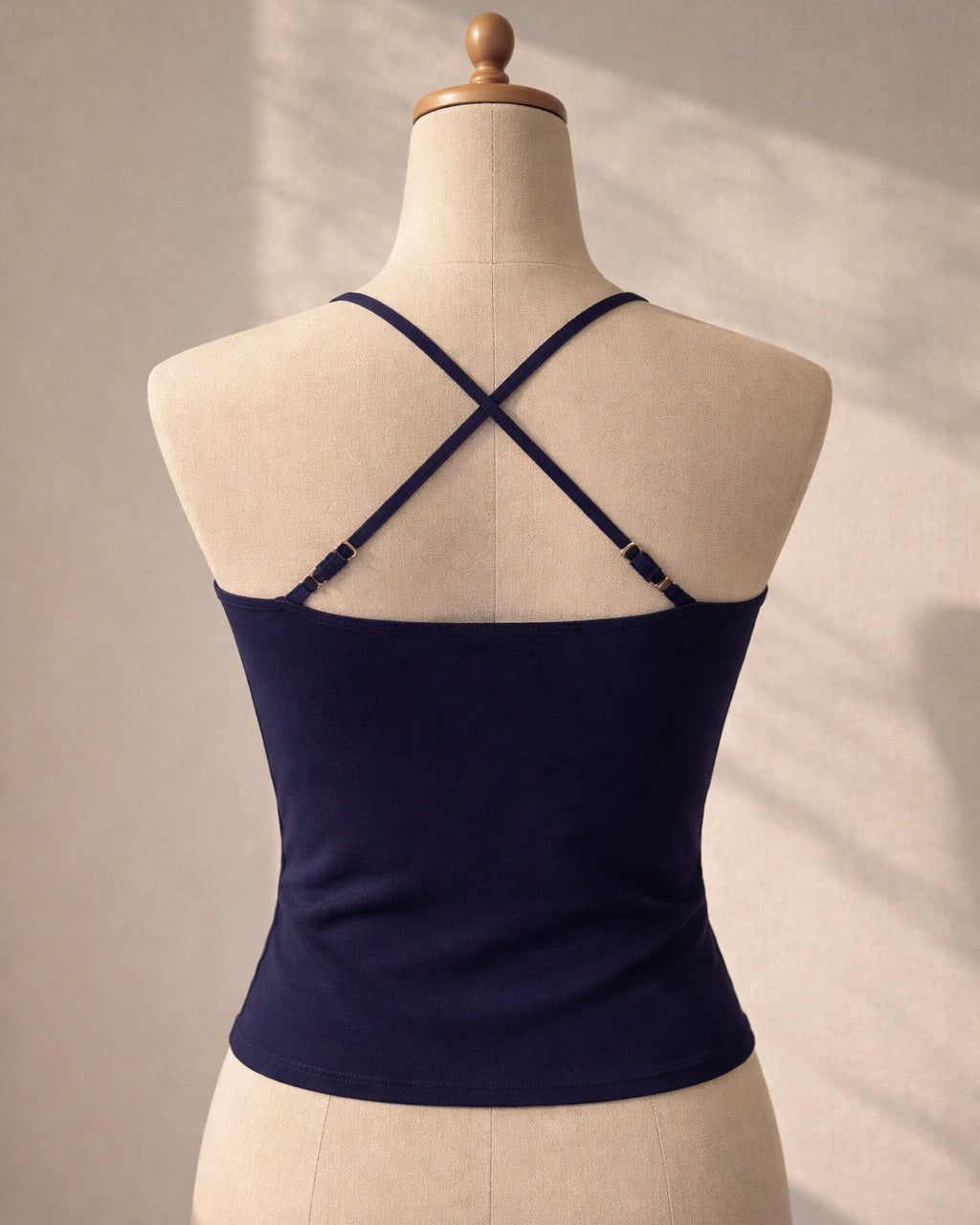 HUNDRED PERSONALITIES PADDED CROSSBACK NAVY CAMI TOP