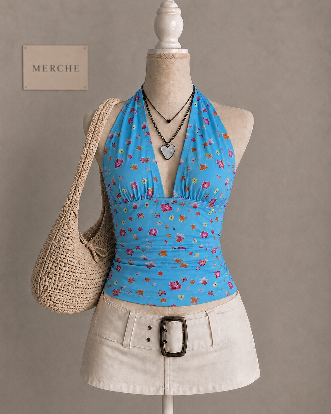 RESORT CORE FLORAL HALTERNECK TOP
