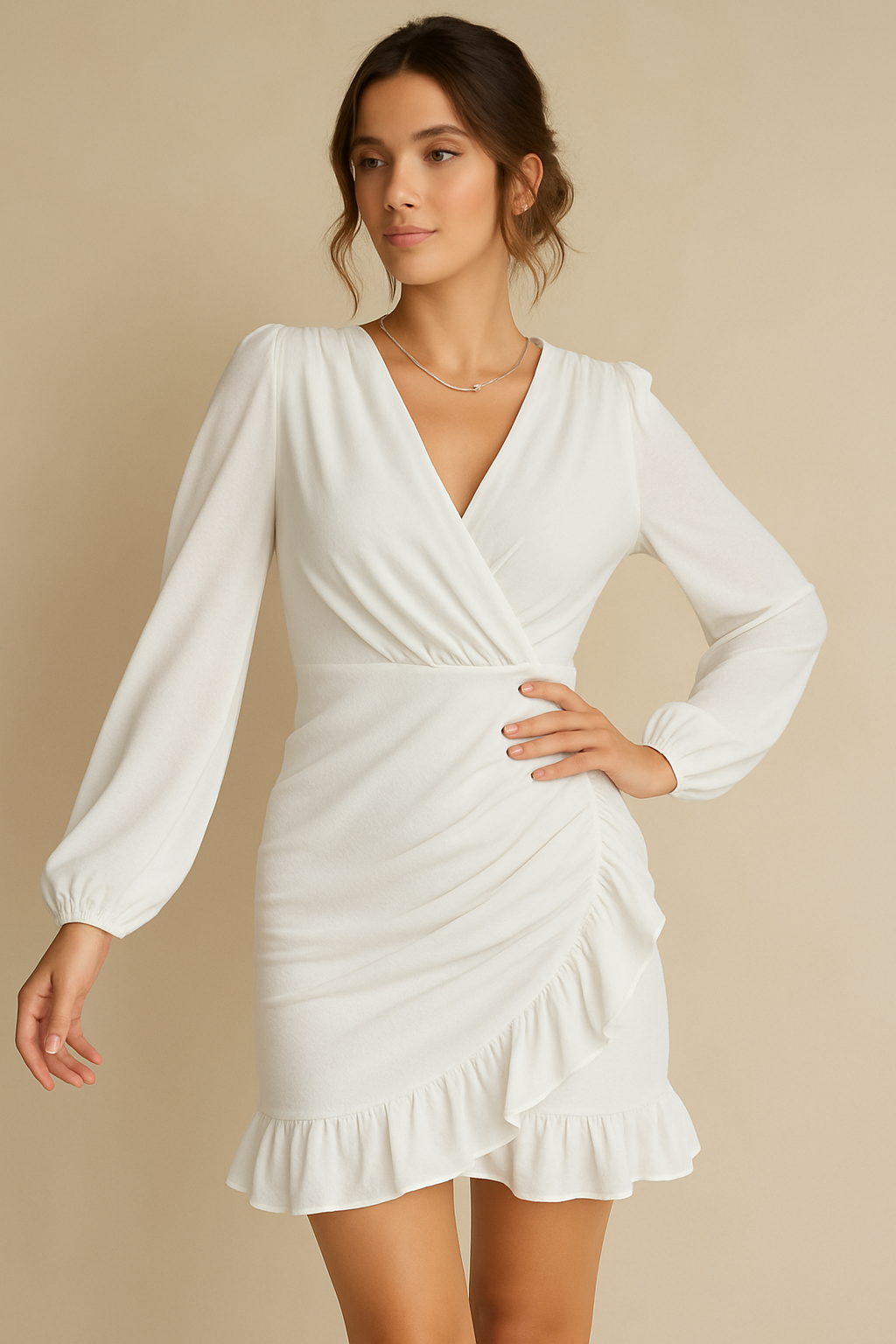 WHO IS SHE WHITE WRAP DRESS