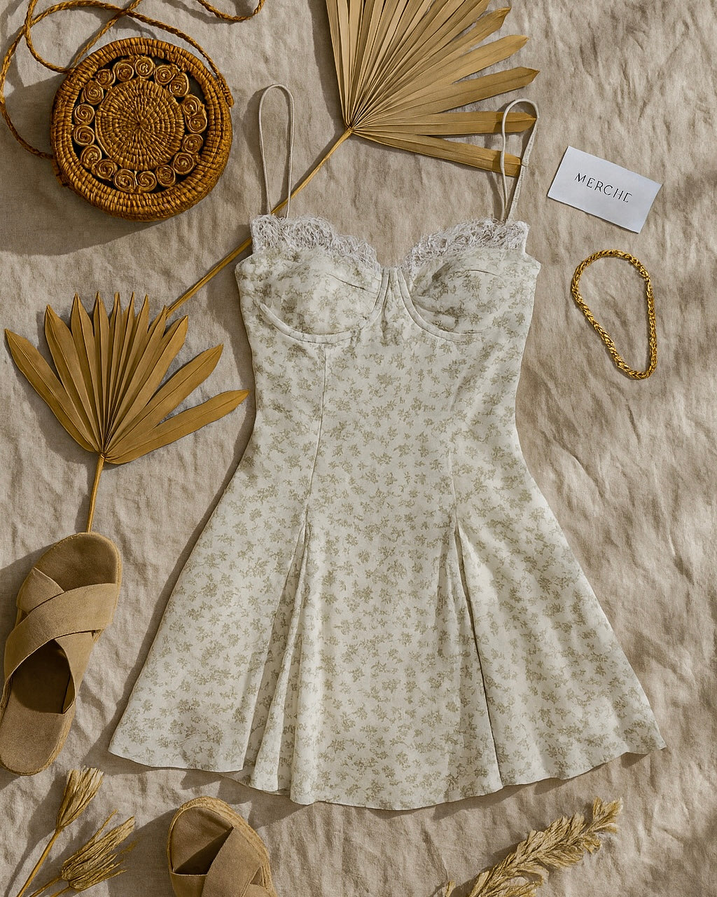 FOR THE HATERS LACE PLEATED FLARE MINI DRESS