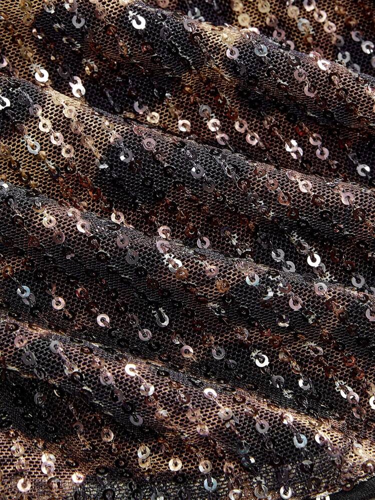 WORTH IT LUXE SEQUIN AND DIAMOND BROOCH EMBELLISHED BACKLESS TOP