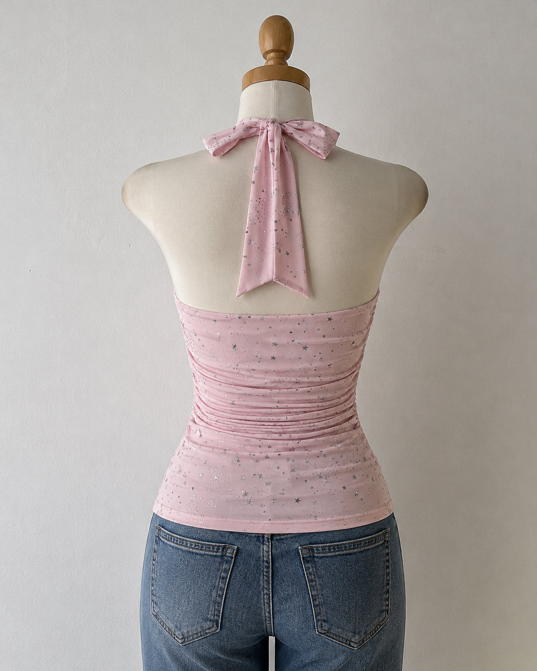 VANITY AFFAIR STARDUST LUXE PINK HALTERNECK TOP