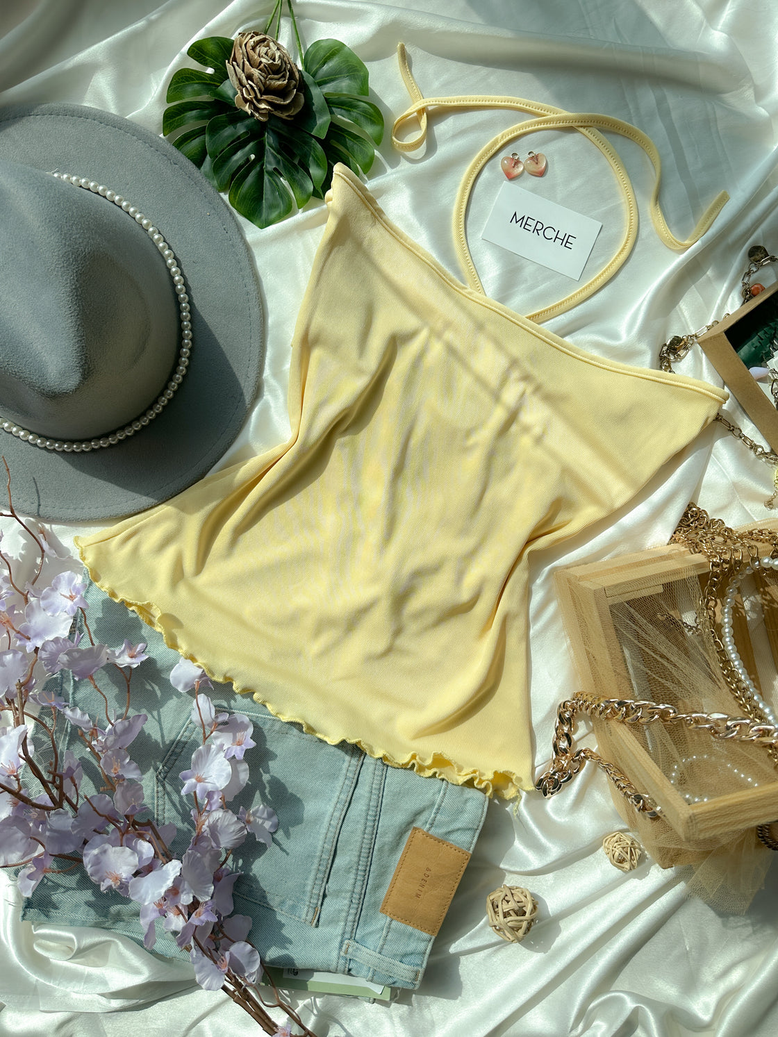 PORTO DREAMS YELLOW BOW TIE-UP TOP